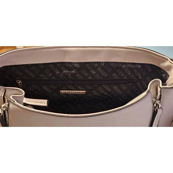 Steve Madden Gray Textured Tote Purse One Strap 11 inch Drop Multi Pockets - Picture 11 of 14